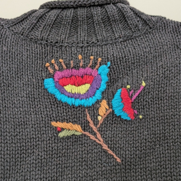 Vintage Coldwater Creek Patchwork Crochet Granny Square Knit Sweater - Picture 9 of 9